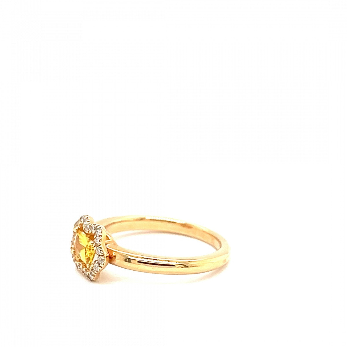 Bague Avec Saphir Jaune Et Diamants En Or Rose-photo-4