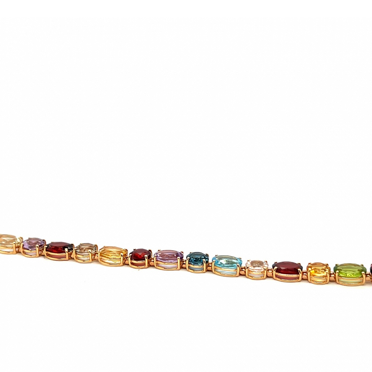 Bracelet En Or Rose 18 Carats, Pierres Semi-précieuses Multicolores Et Souples-photo-2