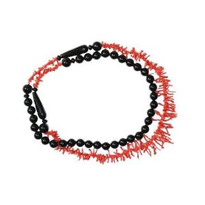 Black Onyx And Coral Necklace