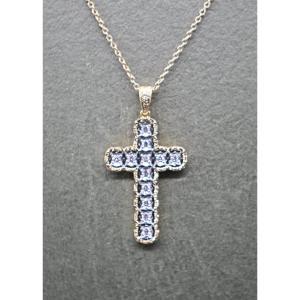 Collier Pendentif Croix Diamants Et Or Jaune 18 Carats 