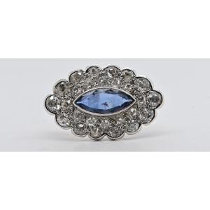 Sapphire Diamonds White Gold 18 Carat Brooche