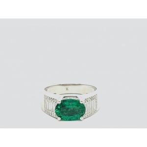 Bague Emeraude 1, 61 Carats Diamants Or Blanc 18 Carats