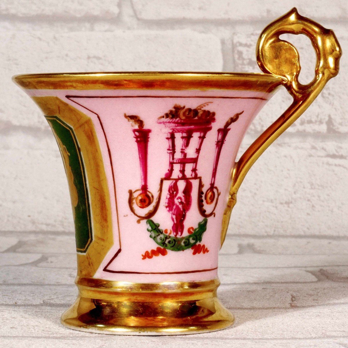 Jasmin Cup And Its Saucer In Paris Porcelain - Empire Period-photo-3