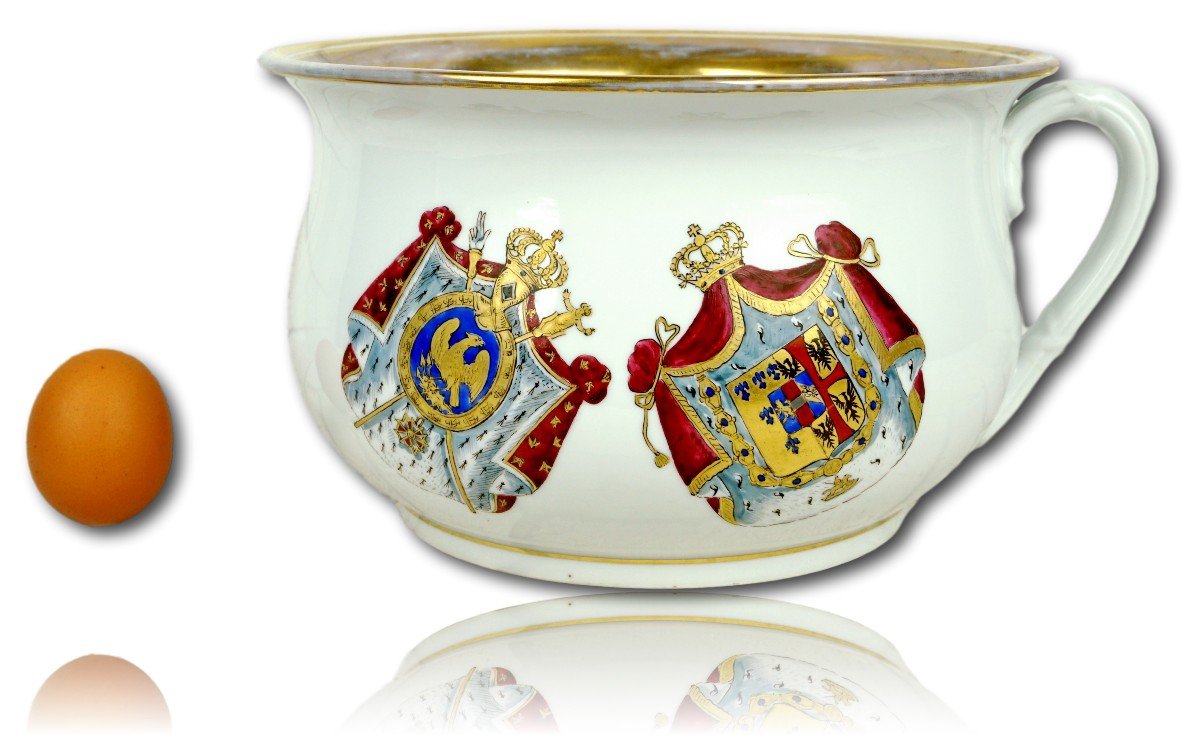 Rare Commode Pot With The Arms Of Napoleon I And Marie-louise In Paris Porcelain - Ep. 19th