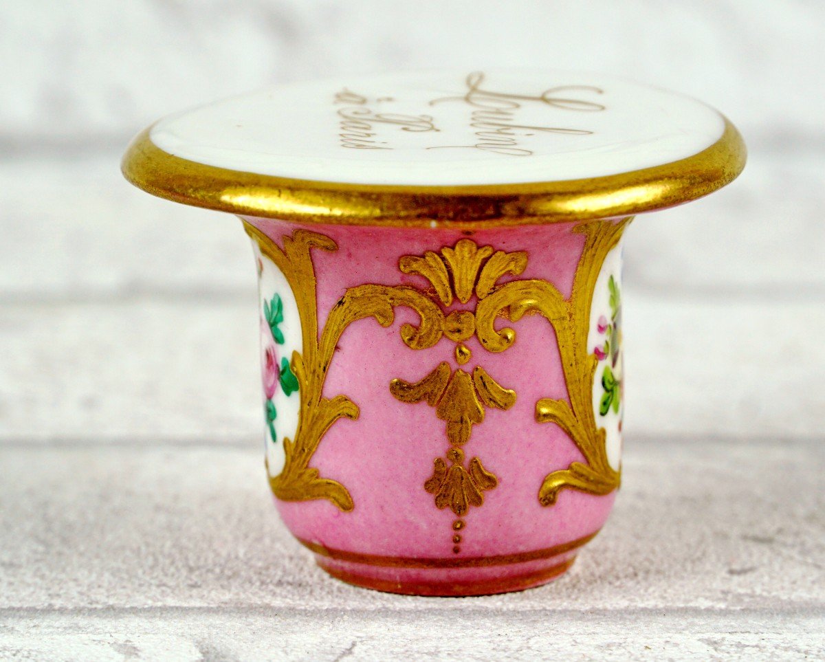 Blush Mortar In Paris Or Limoges Porcelain From The Perfumer Lubin In Paris - Ep. Mid-19th Century-photo-2