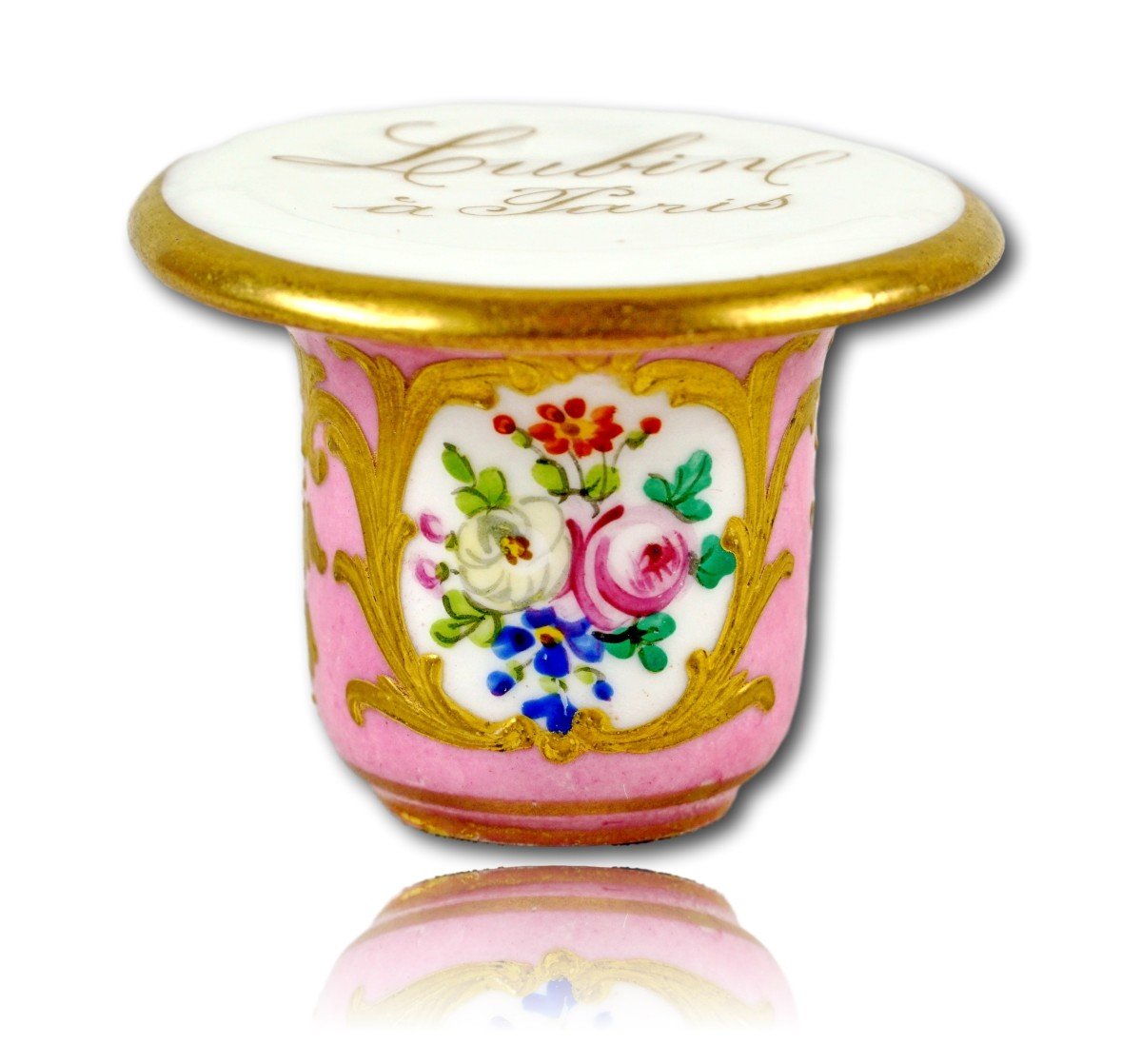 Blush Mortar In Paris Or Limoges Porcelain From The Perfumer Lubin In Paris - Ep. Mid-19th Century