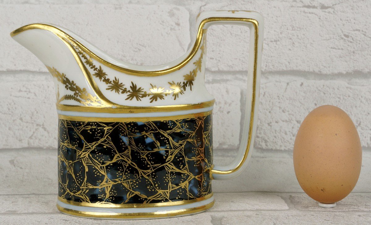 Rare Paris Porcelain Milk Pot - Manufacture A La Reine Fond -lapis Lazuli - Ep. 18th Century-photo-3