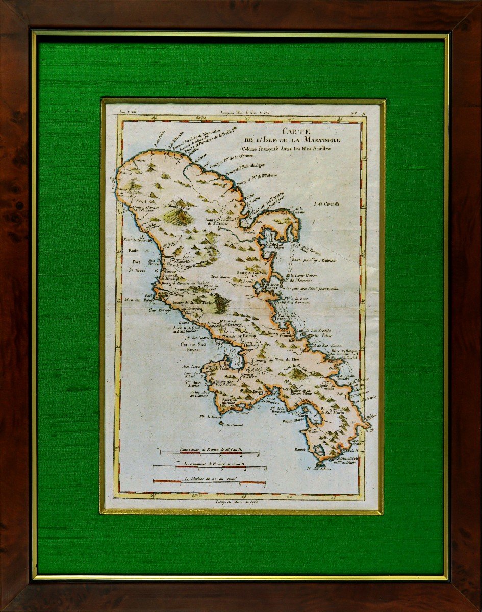 Belle Gravure Réprésentant La Carte De l'Isle De La Martinique - Ep. XVIIIe