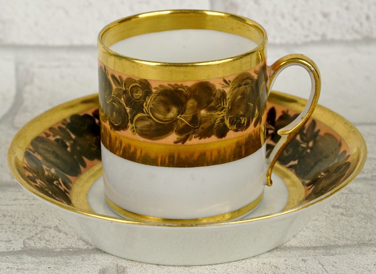 Cup And Saucer In Paris Porcelain - Ep. Early 19th Century-photo-5