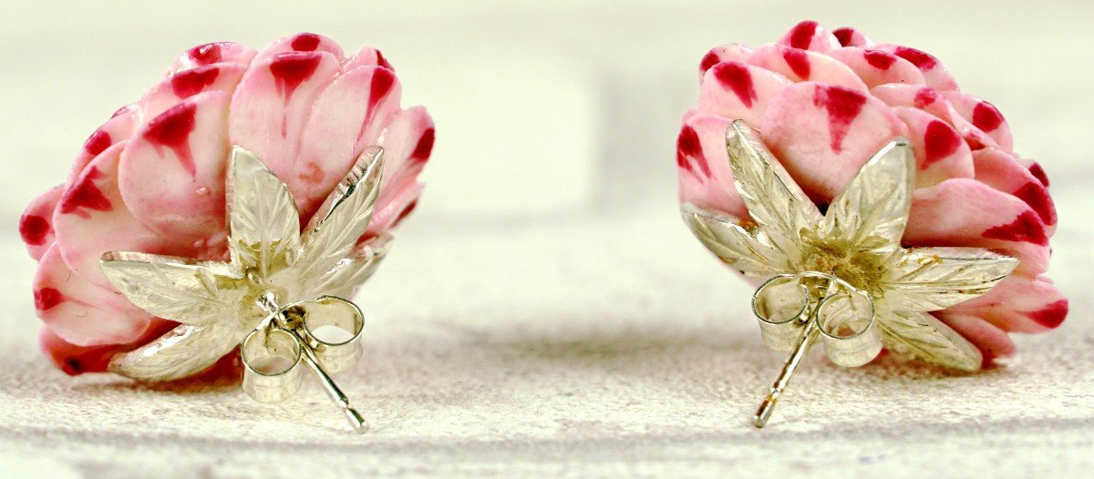 Pair Of Trompe-l'oeil Earrings In The Shape Of Damomilla Flowers - By Didier Gardillou-photo-4