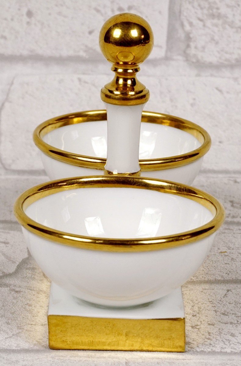 Salt Cellar - Double Salt Cellar In Sevres Porcelain - Royal Manufacture - Early 19th Century -photo-1