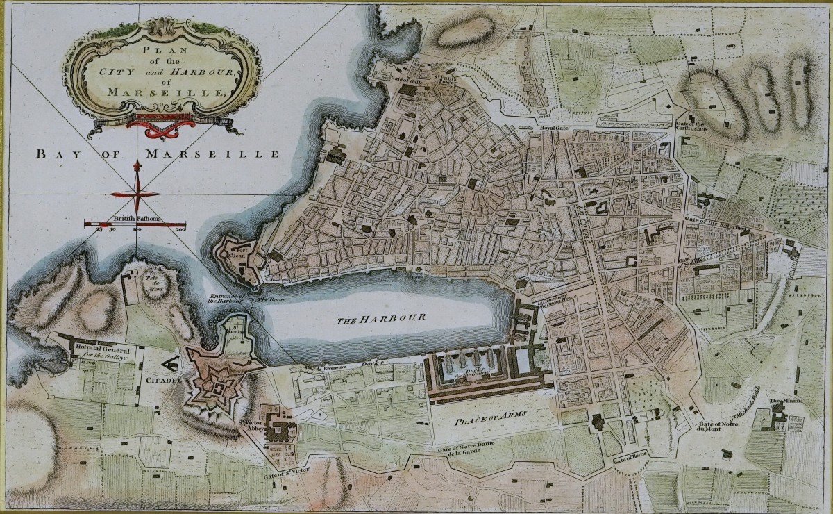 Rare Engraving - Map Of Marseille And Its Suburbs - Mid-18th Century-photo-3