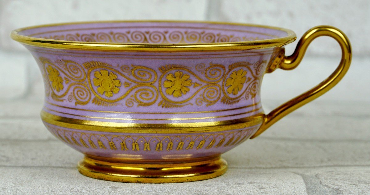 Rare Porcelain Teacup From Fontainebleau - Baruch-weil Manufactory - Early 19th Century-photo-2