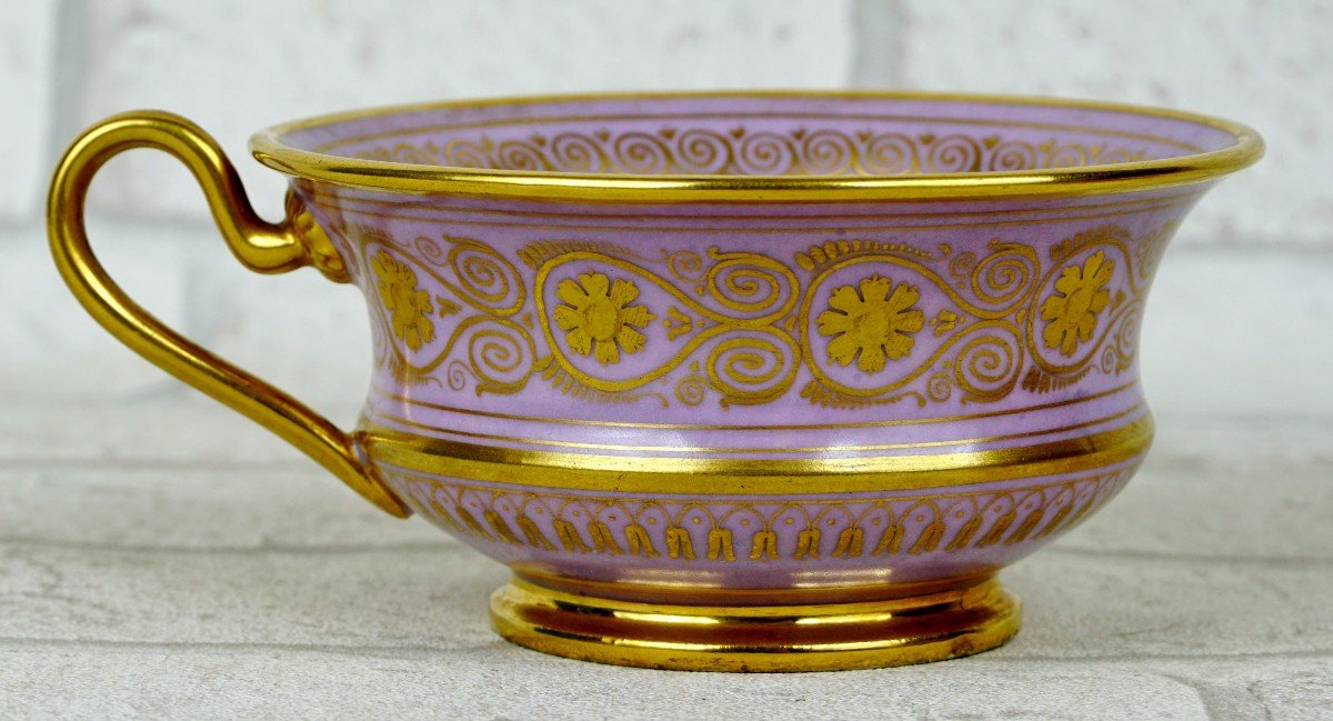 Rare Porcelain Teacup From Fontainebleau - Baruch-weil Manufactory - Early 19th Century-photo-4