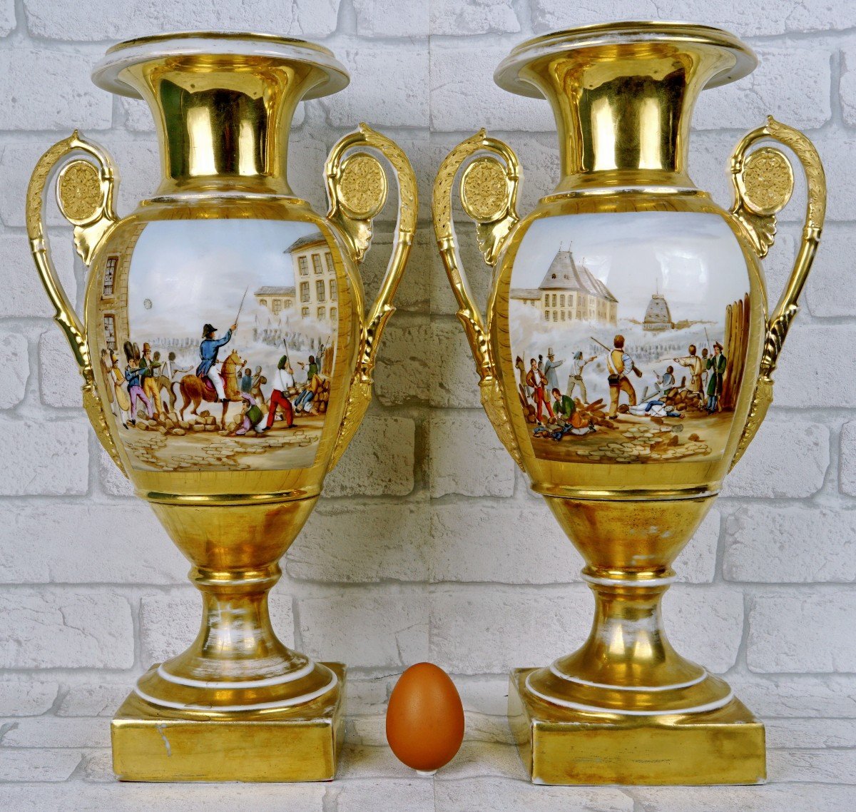 Rare Paire De Vases Balustre En Porcelaine De Paris à Decor Revolutionnaire - Ep. XIXe-photo-6