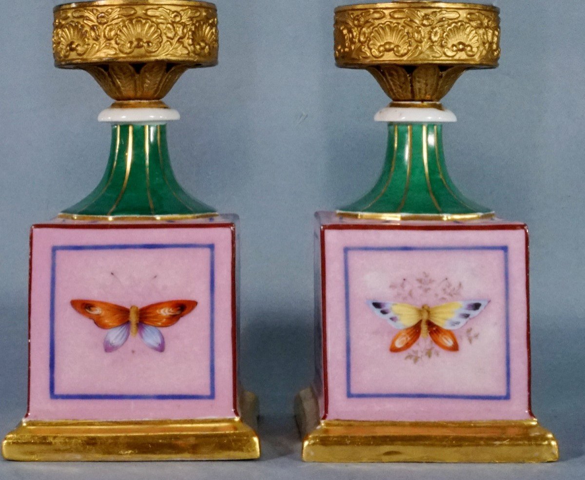 Rare Pair Of Porcelain Tealight Holders - 19th Century-photo-4