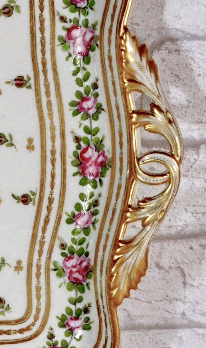 Large Paris Porcelain Tray - Manufacture A La Reine - Rue Thiroux - 18th Century -photo-3