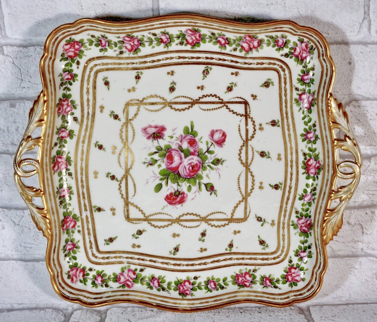 Large Paris Porcelain Tray - Manufacture A La Reine - Rue Thiroux - 18th Century -photo-1