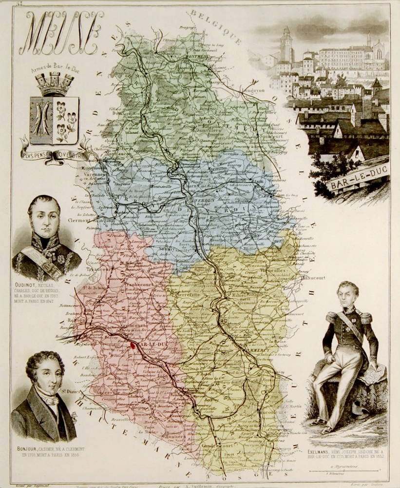 Engraving Representing The Departmental Map Of-photo-3