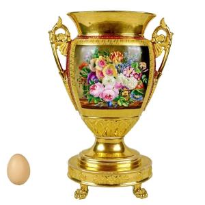 Grand Vase En Porcelaine De Paris  - Manufacture De Schoelcher - Ep. Début XIXe (CIRCA 1815)