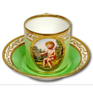 Paris Porcelain Cup And Saucer - Ep. Early 19th Century