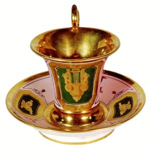 Jasmin Cup And Its Saucer In Paris Porcelain - Empire Period