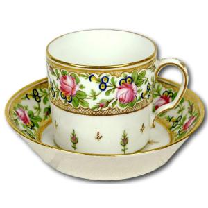 Litron Cup And Saucer In Paris Porcelain - Manufacture De Nast - Ep. 18th Century