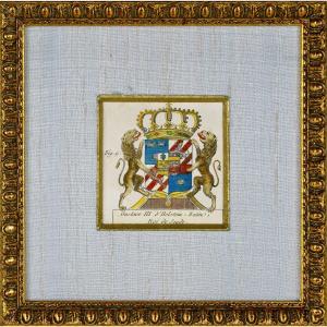 Small Engraving - Coat Of Arms Of Gustave III Of Holstein - Eutin - King Of Sweden - Ep. 18th