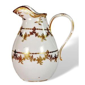 Paris Porcelain Water Pitcher - Clignancourt Manufacture - Au Moulin Brand - Ep. 18th Century