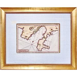 Rare Marine Map Engraving - Plan Of The Bay Of Villefranche Sur Mer - Ep.