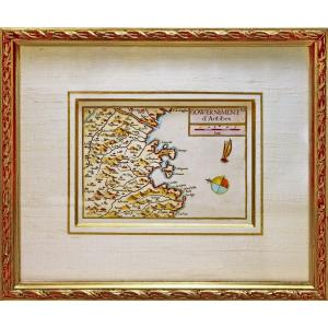 Rare Engraving Map Of The Government Of Antibes - Ep. 17th Century (circa 1635)