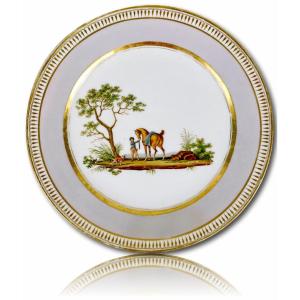 Paris Porcelain Plate - Dagoty Manufacture In Paris - Early 19th Century