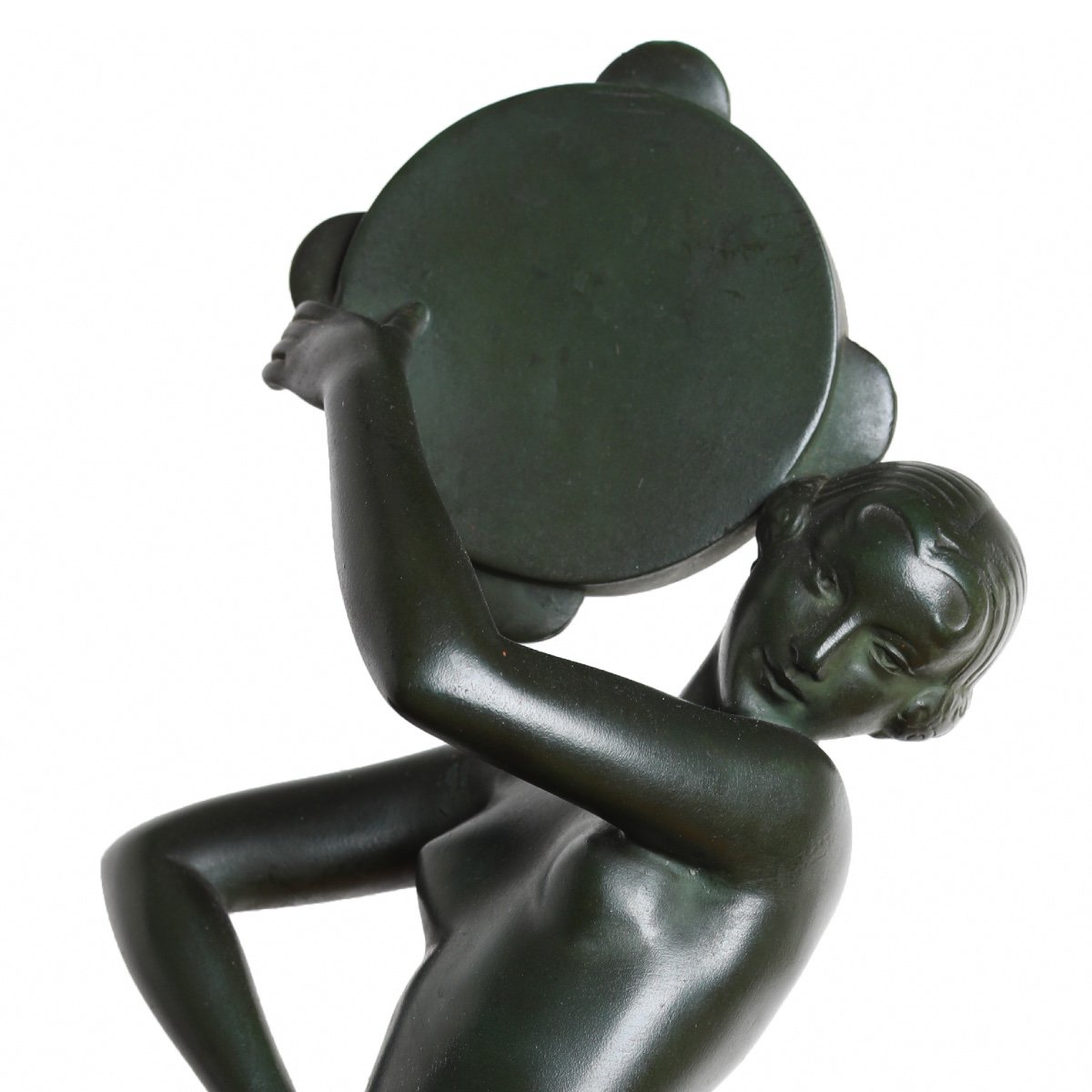 Grande Sculpture "danseuse au tambourin Farandole" Par Fayral, Pierre Le Faguays, éditeur Le Verrier - 1930 Art Deco-photo-4