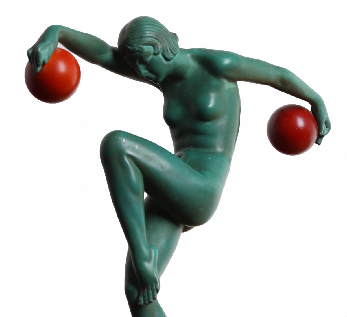 Sculpture Dancer With Balls Signed Denis Le Verrier Art Deco 1920-photo-3