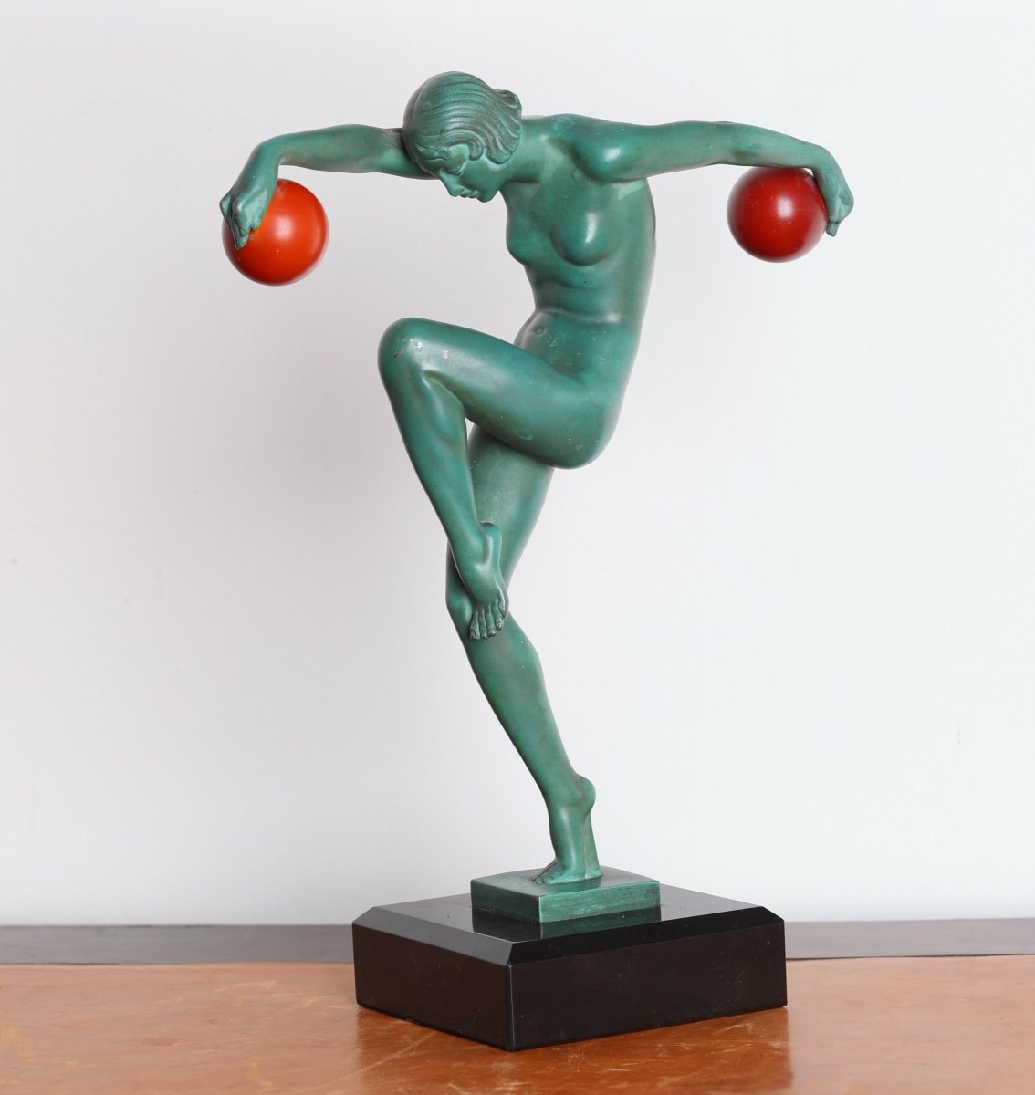 Sculpture Dancer With Balls Signed Denis Le Verrier Art Deco 1920-photo-7