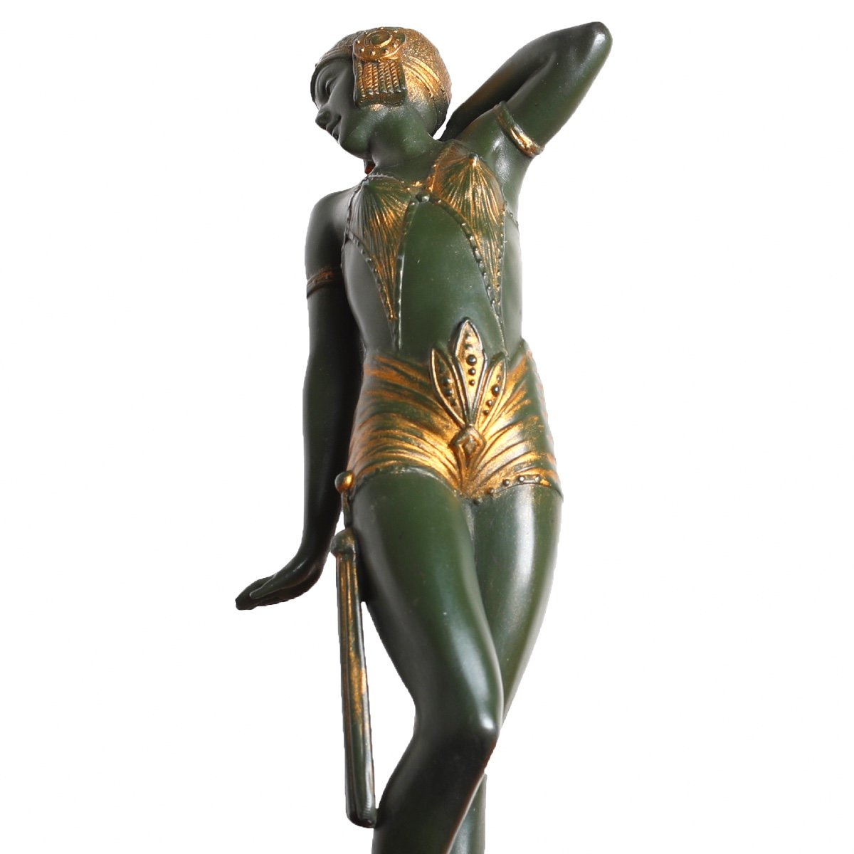 Sculpture Danseuse Orientale Mata Hari En Tenue Signée A. Leclerc Art Deco 1930-photo-3