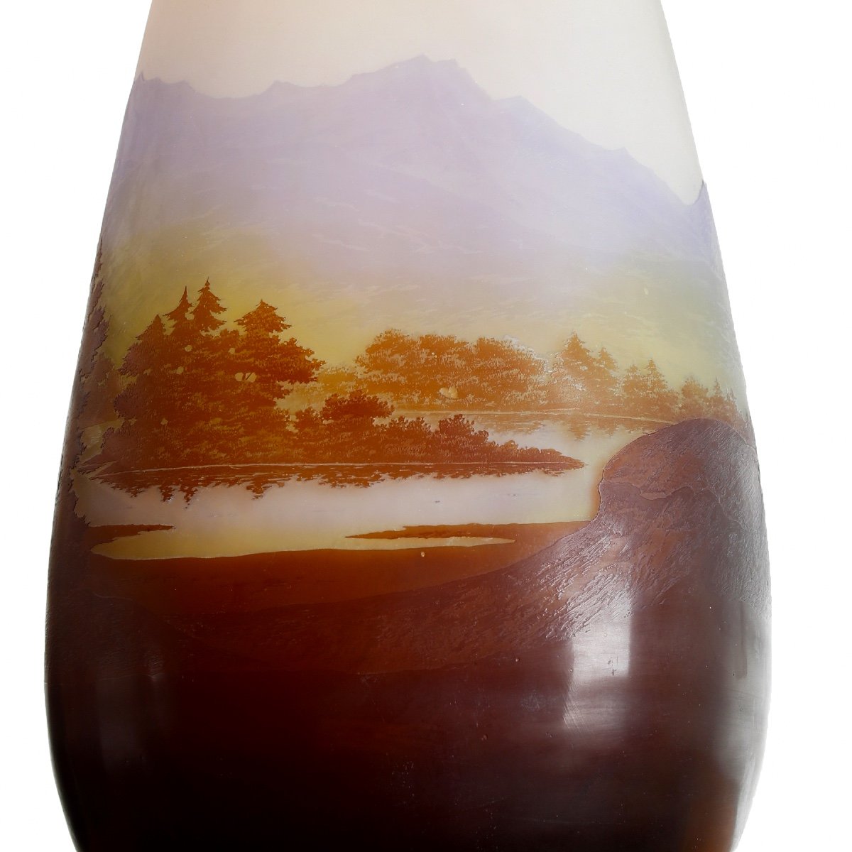 Very Large Vase Emile Gallé Vosges Landscape 20,5" - Circa 1900 Art Nouveau-photo-2