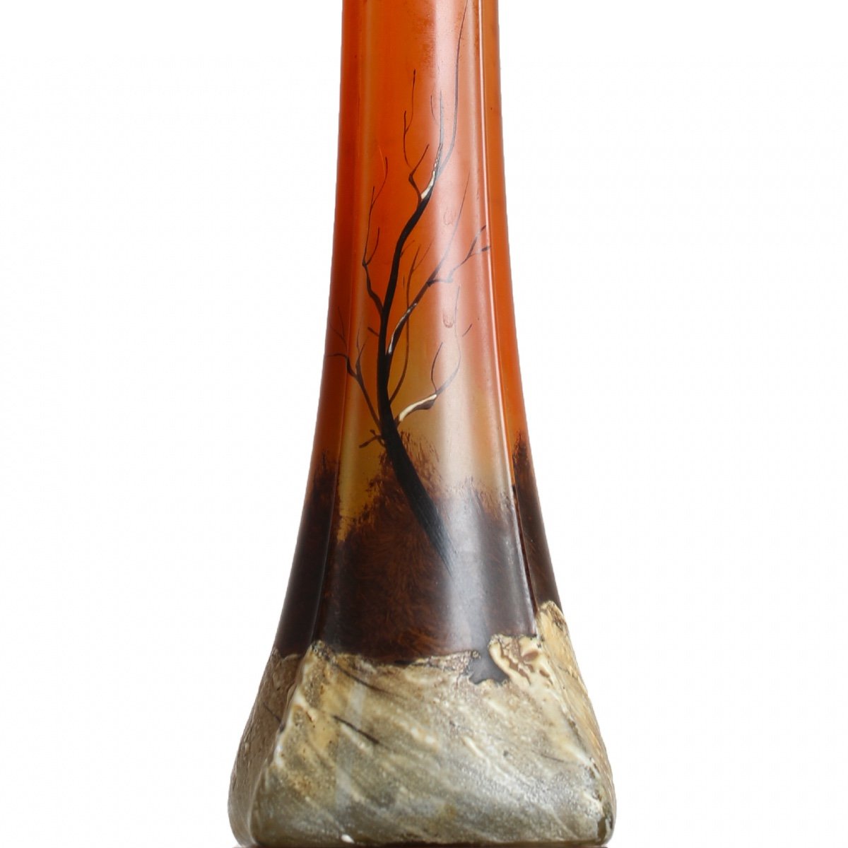 Vase Paysage De Neiges Et d'Arbres Par François-Théodore Legras (1839-1916) Art Nouveau 50,5 cm-photo-3