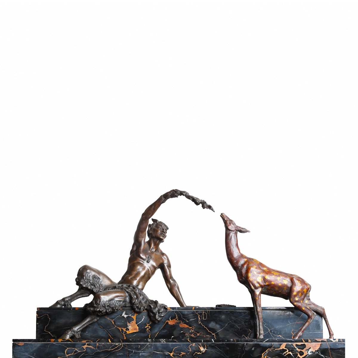 Rare And Imposing Bronze Sculpture "the Afternoon Of A Faun" By Marcel Bouraine - Art Deco 1925-photo-2