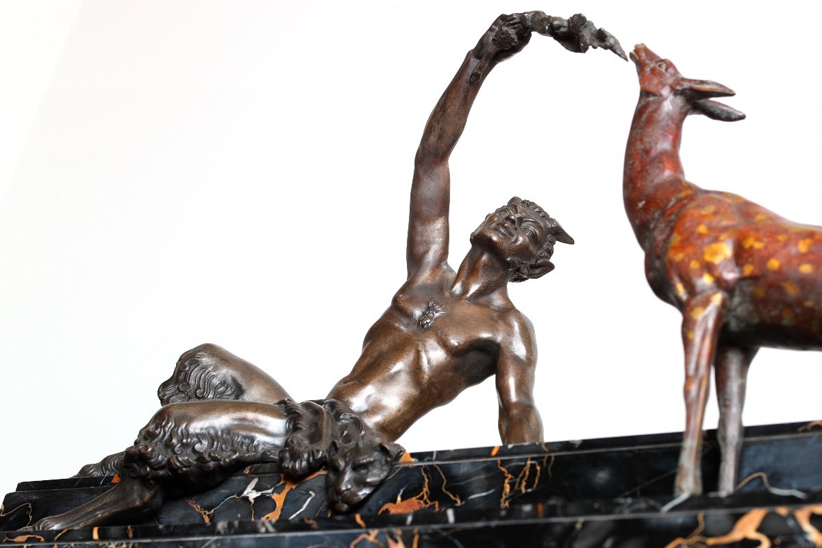 Rare And Imposing Bronze Sculpture "the Afternoon Of A Faun" By Marcel Bouraine - Art Deco 1925-photo-3