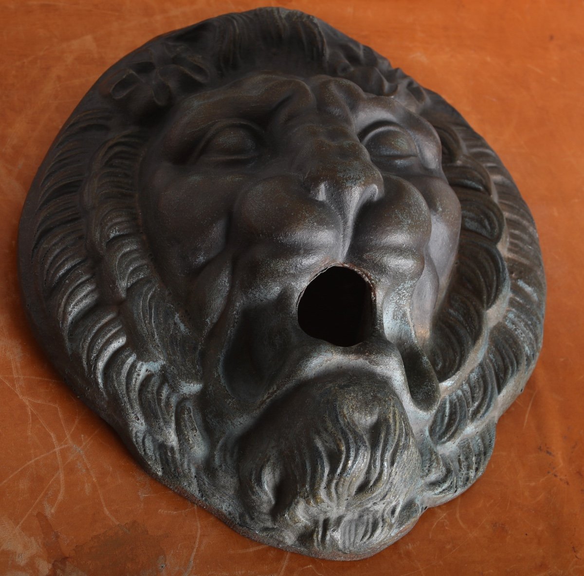 Mascaron, Fountain Mask With Lion Head In Cast Iron Art-photo-3