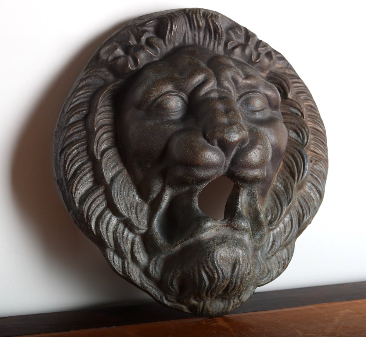 Mascaron, Fountain Mask With Lion Head In Cast Iron Art-photo-2