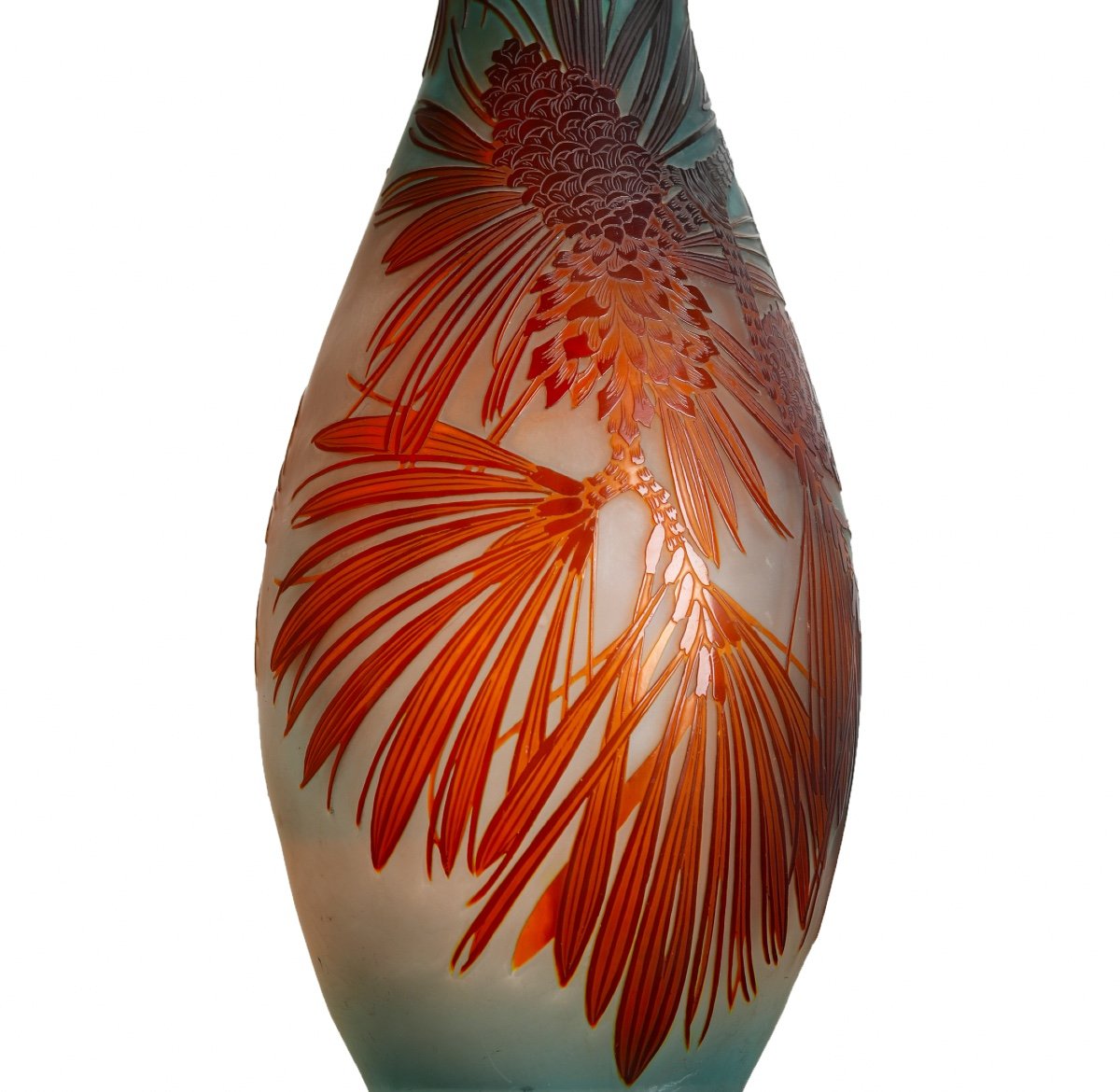 Majestueux Vase Aux Pins  Par Emile Gallé Circa 1900 Art Nouveau - Era Daum, Muller, Delatte-photo-4