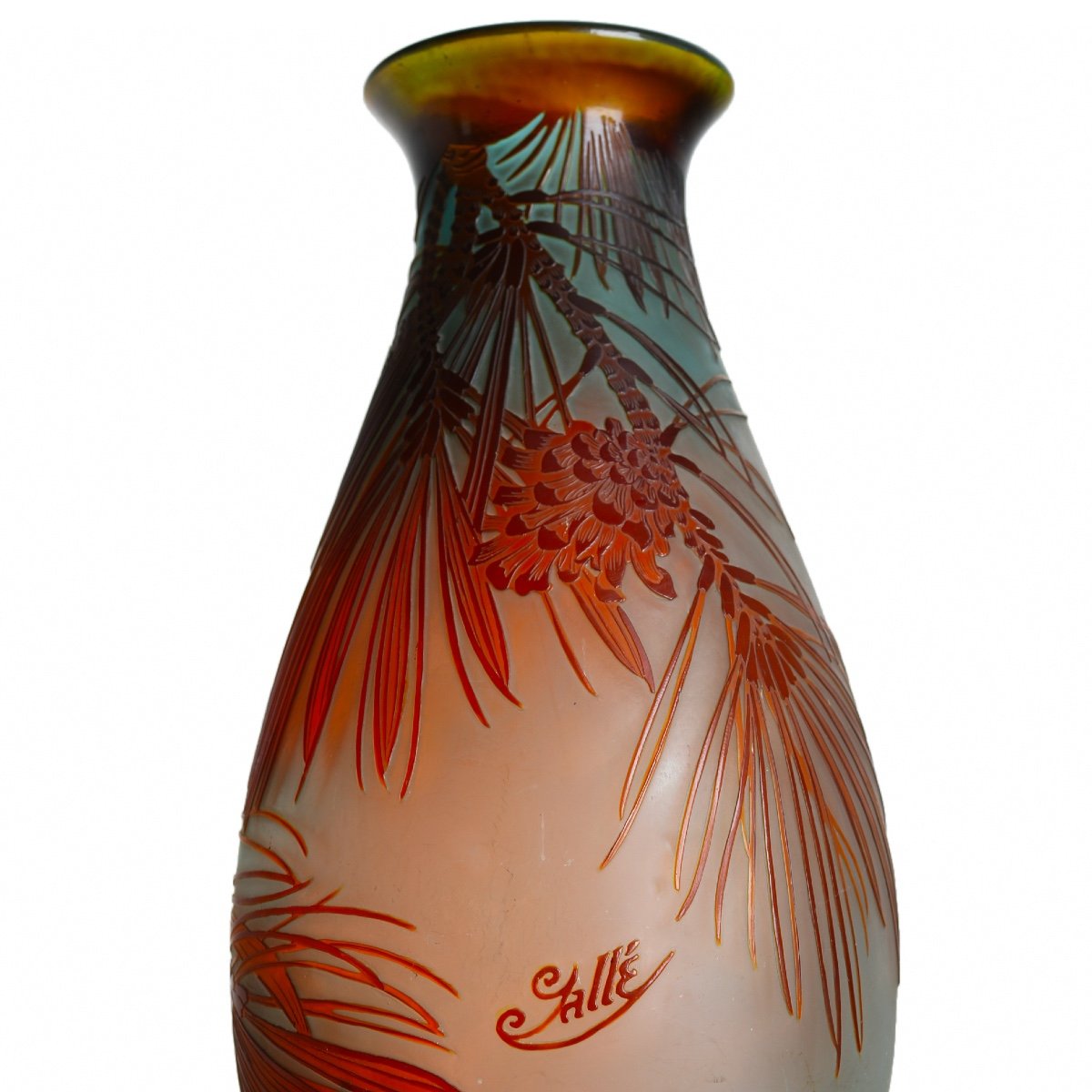 Majestueux Vase Aux Pins  Par Emile Gallé Circa 1900 Art Nouveau - Era Daum, Muller, Delatte-photo-3