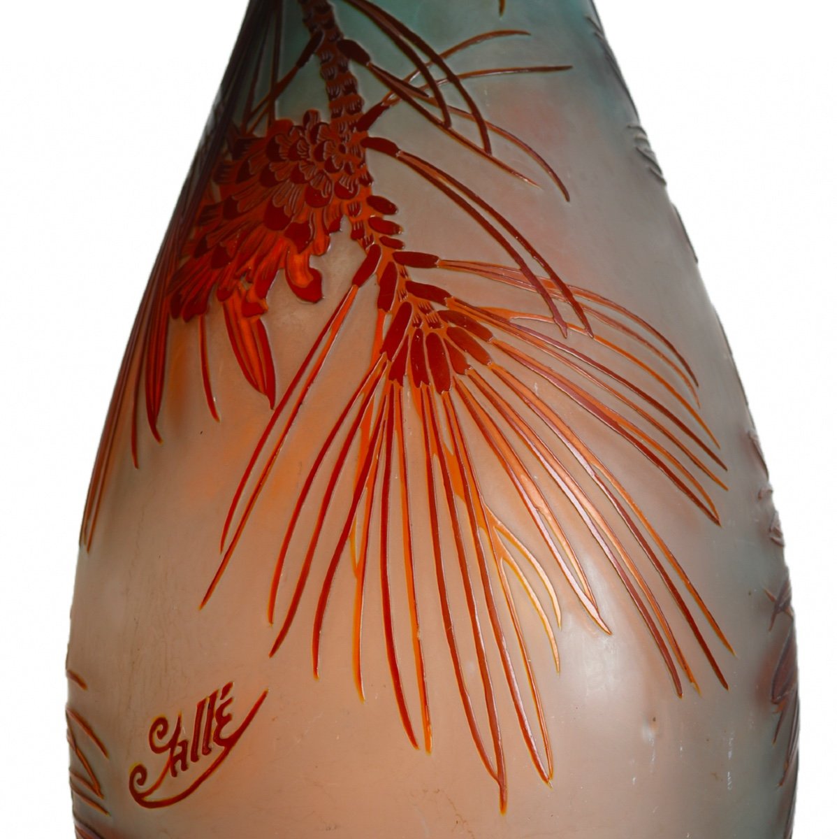 Majestueux Vase Aux Pins  Par Emile Gallé Circa 1900 Art Nouveau - Era Daum, Muller, Delatte-photo-4