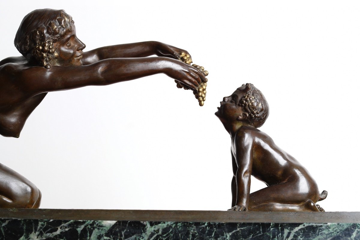 Important Art Deco Bronze Sculpture "nature And Fauna" By Lucien Alliot Era Bouraine, Gory-photo-4