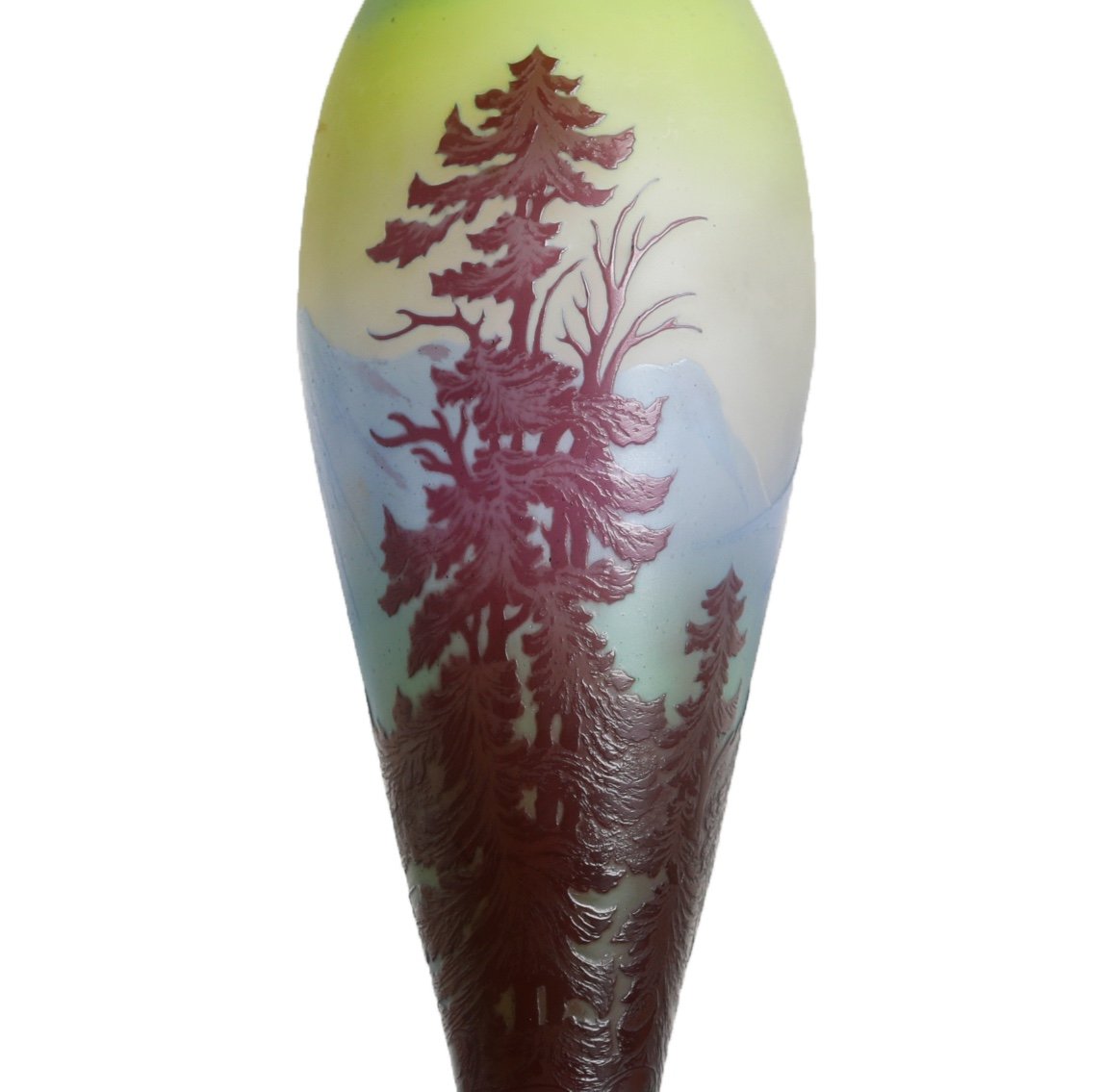 Vase Emile Gallé Nancy paysage Vosgiens Circa 1900 Art Nouveau Era Daum, Muller, d'Argental-photo-2