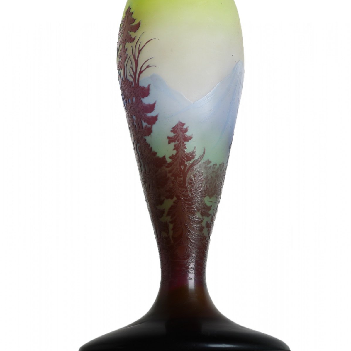 Vase Emile Gallé Nancy paysage Vosgiens Circa 1900 Art Nouveau Era Daum, Muller, d'Argental-photo-3