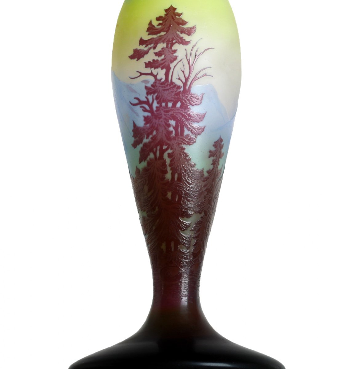 Vase Emile Gallé Nancy paysage Vosgiens Circa 1900 Art Nouveau Era Daum, Muller, d'Argental-photo-1