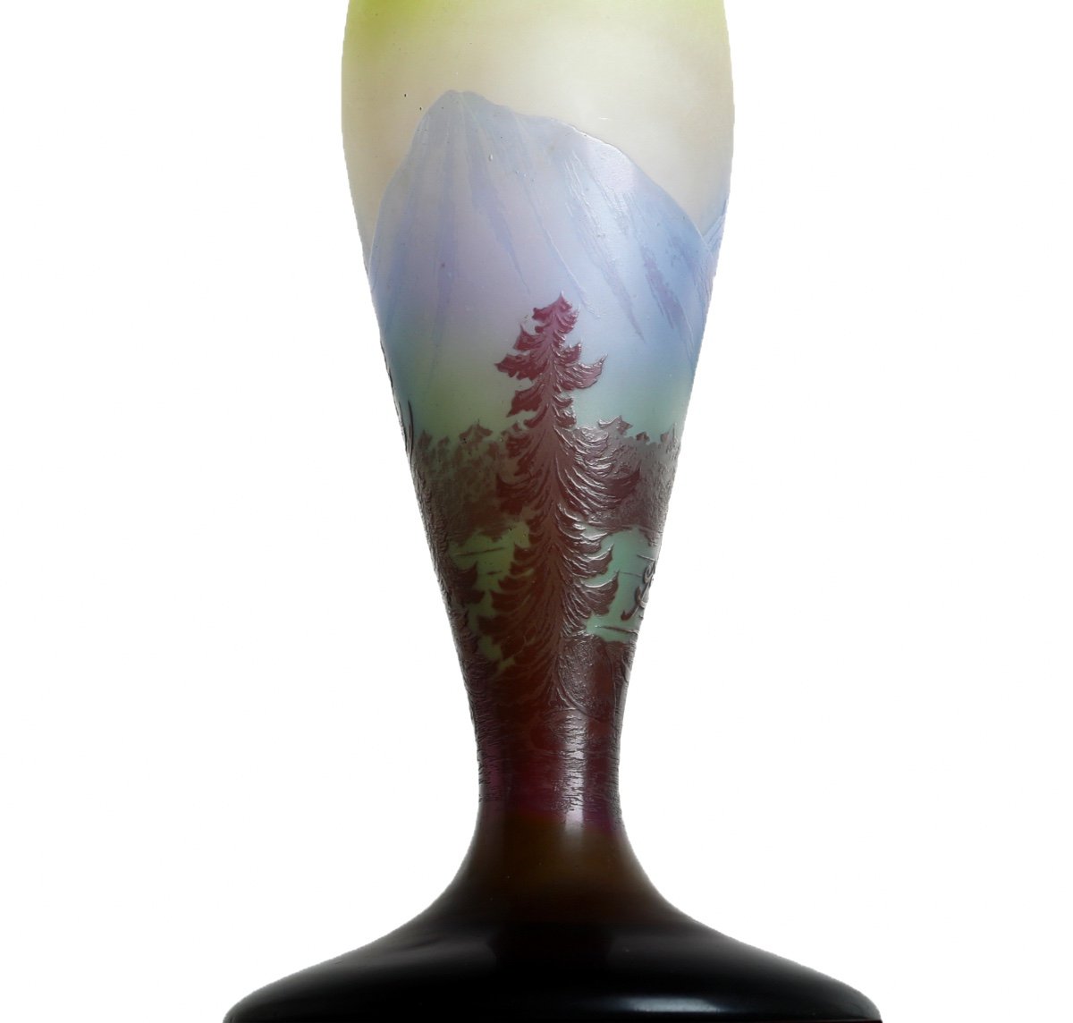 Vase Emile Gallé Nancy paysage Vosgiens Circa 1900 Art Nouveau Era Daum, Muller, d'Argental-photo-3